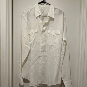 J. Crew Men’s White Linen Long Sleeve Button Down Dress Shirt